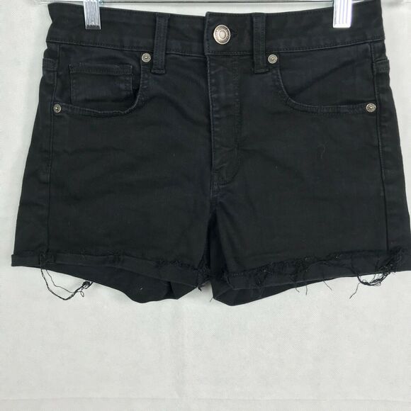 American Eagle Shorts Womens Sz‎ 6 Black Jeans Next Level Flex Denim 3 in - Picture 1 of 6